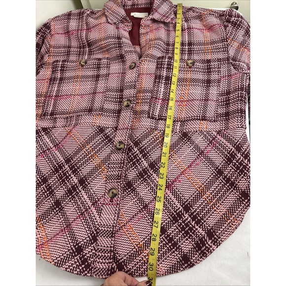 Anthropologie Hudson Plaid Shacket Jacket Womens XL Pink Boho Preppy - Picture 13 of 14